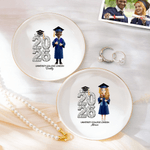 Personalized Cartoon Character Square Round Ceramic Jewellery Dish with Name Year and School Daily Use Graduation Gift for Graduates Friends