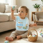 Personalized My First Easter Cute Bunny Star 100% Cotton Baby Bib with Name Feeding Accessory Baby First Easter Gift for Newborn