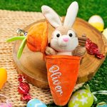 Personlig plyschnyckelring i 100% bomull med namn på påskkanin och morotsdesign perfekt påskpresent och födelsedagspresent för barn