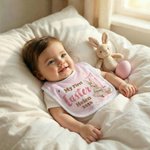 Personalized My First Easter Cute Bunny Star 100% Cotton Baby Bib with Name Feeding Accessory Baby First Easter Gift for Newborn