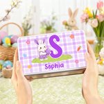 Boîte à biscuits en fer blanc avec nom et initiales Cadeau de Pâques personnalisé pour les enfants