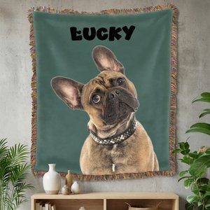 Photo personnalisée de l'animal de compagnie Multicolore Tassel Soft Throw Blanket with Name Daily Uae Birthday Gift for Dog Cat Owners Lovers