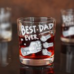 Personalized Best Dad Ever Fist 10 oz Rock Whiskey Glass with Names Old Fashioned Father's Day Birthday Gift for Man Whiskey Enthusiast