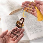 Henkilökohtainen Söpö Cartoon Reading Character Akryyli Tassel kirjanmerkki nimi ja teksti Syntymäpäivä Valmistuminen lahja kirjan ystäville Ystävät