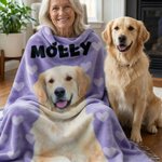 Personalized Pet Photo Multicolour Tassel Soft Throw Blanket with Name Daily Uae Birthday Gift for Dog Cat Owners Lovers