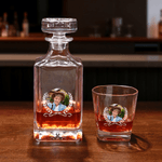 Personalized Photo Whiskey Decanter with Engraved Name and Date Birthday Anniversary Gift for Men Friends