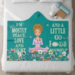 Personnalisé Cartoon Yoga Meditation Character Flower Butterfly Soft Hooded Blanket with Name Yoga Exercise Birthday Gift for Yoga Lovers (Cadeau d'anniversaire pour les amateurs de yoga)