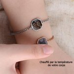 Bracelet en acier inoxydable personnalisé avec photo activée thermiquement et texte gravé - Cadeau d'anniversaire pour couples meilleur(e) ami(e)