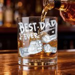 Personalized Best Dad Ever Fist 10 oz Rock Whiskey Glass with Names Old Fashioned Father's Day Birthday Gift for Man Whiskey Enthusiast