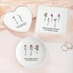 Gepersonaliseerd Sieradenschotel in Vintage Stijl met Naam en 1–6 Geboortebloemen Verjaardag- of Jubileumcadeau voor Zus of Vriendin