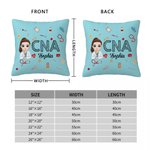 Personalized Cartoon Doctor Nurse Character Soft Throw Pillow Cover with Name Nurse Week Thanking Birthday Gift for Medical Staff