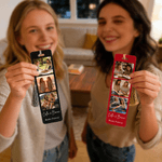 Marque-page acrylique multicolore personnalisé avec 3 photos, texte du nom et pompon Fournitures de lecture Cadeau d'anniversaire pour la famille et les amis