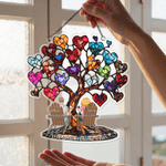 Personalized Glass Art Heart Tree Ornament with Couple Names Home Decor Memorial Day Birthday Gift for Couple