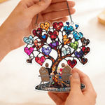 Personalized Glass Art Heart Tree Ornament with Couple Names Home Decor Memorial Day Birthday Gift for Couple