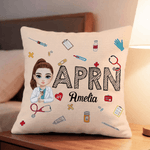 Personalized Cartoon Doctor Nurse Character Soft Throw Pillow Cover with Name Nurse Week Thanking Birthday Gift for Medical Staff