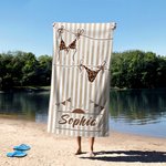 Personlig Multicolor Bikini Stripe Överdimensionerad snabbtorkande strandhandduk med namn Strandresor Essentials Födelsedagspresent för familj Vän