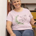 Gepersonaliseerd Hart Geboortebloem Multicolor 100% Katoenen T-shirt met Achternaam Moederdag Relatiegeschenk voor Moeders Oma's