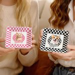 Personalisierte Ölmalerei Stil Haustier Foto karierten Platz Keramik Schmuck Schale mit Namen Haustier Memorial Day Geschenk für Tierbesitzer Liebhaber