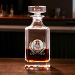 Personalized Photo Whiskey Decanter with Engraved Name and Date Birthday Anniversary Gift for Men Friends