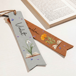 Personalized Birth Flower Butterfly PU Leather Bookmark with Name Reading Birthday Gift for Book Lovers Bookworms