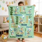Personalised Cute Easter Peter Rabbit Soft Throw Blanket with Name Home Decor Easter Baby Shower Gift for Newborns Kids