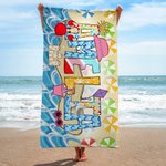 Toalla de playa de microfibra de gran tamaño y secado rápido personalizada con el nombre en estilo veraniego Fiesta en la playa Regalo de vacaciones para niños Amigos