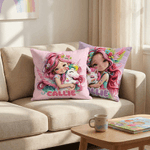 Personalizzato carino ragazza fiore fantasia unicorno morbido cuscino copertina con nome Camera Decor regalo di compleanno per le ragazze figlie nipoti