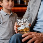 Personalized Best Dad Ever Fist 10 oz Rock Whiskey Glass with Names Old Fashioned Father's Day Birthday Gift for Man Whiskey Enthusiast