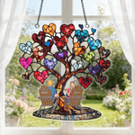 Personalized Glass Art Heart Tree Ornament with Couple Names Home Decor Memorial Day Birthday Gift for Couple