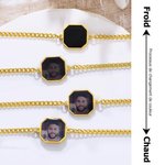 Bracelet en acier inoxydable personnalisé avec photo activée thermiquement et texte gravé - Cadeau d'anniversaire pour couples meilleur(e) ami(e)