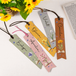 Personalized Birth Flower Butterfly PU Leather Bookmark with Name Reading Birthday Gift for Book Lovers Bookworms