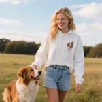 Personalisiertes Besticktes Cartoon Hund Katze T-Shirt Sweatshirt Hoodie mit Namen 1–2 Haustier Fotos Geburtstag Geschenk für Haustierliebhaber