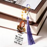 Henkilökohtainen Söpö Cartoon Reading Character Akryyli Tassel kirjanmerkki nimi ja teksti Syntymäpäivä Valmistuminen lahja kirjan ystäville Ystävät
