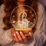 Personalizzato fiore farfalle foto LED acrilico luce notturna Desk Decor Compleanno Anniversario regalo per sorelle Besties