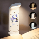 Personalizzato Fiore di nascita Personaggio dei cartoni animati LED Clip di lettura con nome e iniziale per la lettura Regalo di compleanno per amici topi di biblioteca