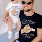Personalized Fist Bump Father and Baby Tees Best Dad 100% Cotton T-shirt Our First Father’s Day Gift for New Dad