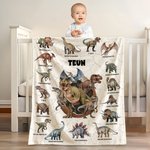 Gepersonaliseerde Zachte Veelkleurige Deken met Dinosaurus-thema en Naam Woondecoratie en Verjaardagscadeau voor Kinderen en Dinosaurusliefhebbers