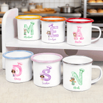 Tasse en émail 12 oz avec nom et initiales Cadeau d'anniversaire pour les enfants