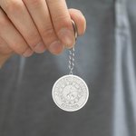 Porte-Clés Personnalisé avec Texte Gravé et Photo Design Horloge Empreinte de Pied Cadeau Anniversaire Fête des Pères pour Famille