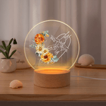 Personalized Heart Birth Flower Acrylic LED Night Light with Name and Wooden Base Home Decor Mother's Day Gift for Women