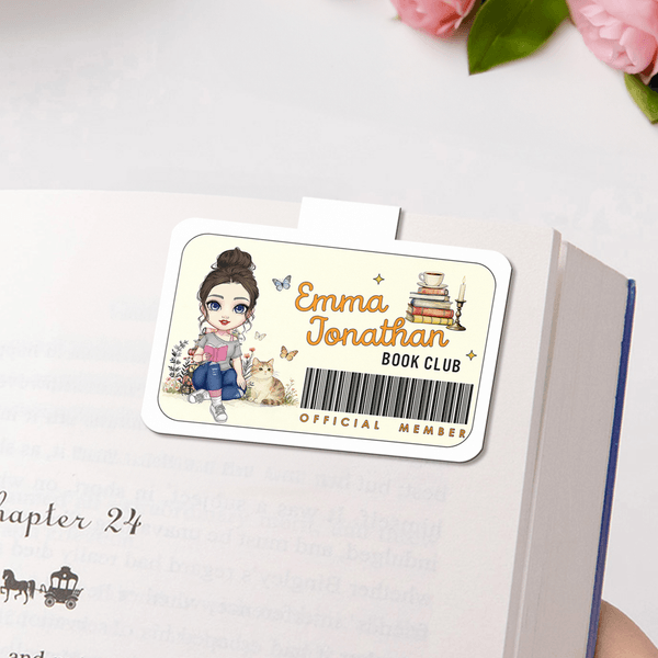 Personalised Cartoon Reading Character Magnetic Bookmark Clip with Name and Surname Reading Supplies Birthday Gift for Book Lovers Bookworms