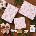 Personalized Bunny Bow Wrapping Paper with Name Set of 3 Easter Party Favors Gift for Kids