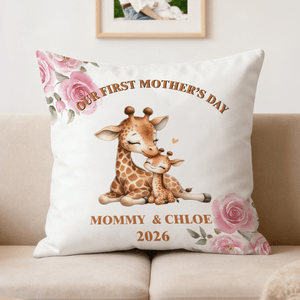 Personalised Cute Mother and Baby Animal Soft Cushion Cover with Name and Year Home Decor Mother's Day Birthday Gift for Moms
