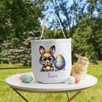 Personalized Cute Easter Egg Bunny Large Capacity Canvas Easter Basket with Name Easter Party Gift for Boys Girls