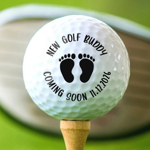 Gepersonaliseerde New Golf Buddy Baby Footprints Zwangerschapsaankondiging Golfbal met Datum Grappig Vaderdag Verjaardagscadeau voor Papa Opa