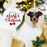 Personalised Ceramic Dog First Christmas Ornament with Photo and Name Christmas Tree Decor Gift for Dog Lovers Dog Mom Dog Dad