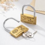 Gepersonaliseerde Ring Hart Messing Liefdesslotset met Sleutel met Naam en Tekst Bruiloft Verloving Verjaardag Valentijnsdag Cadeau voor Koppels