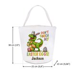 Personalized Don't Touch My Easter Eggs Animal Canvas Bucket Basket with Name Easter Egg Hunting Easter Party Favors Gift for Kids