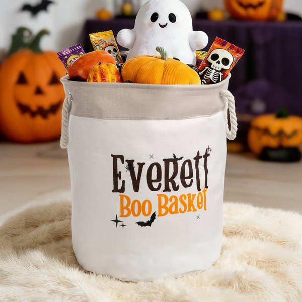 Personalisierte Fledermaus Spinne Hut Boo Korb Design Süßigkeiten Korb mit Namen Halloween Süßigkeiten oder behandeln Aktivität Geschenk für Kinder Teens