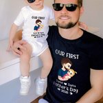 Personalizado Nuestro Primer Día del Padre Personaje de dibujos animados 100% algodón Camiseta body para bebé con nombre y año Ropa de familia Regalo de cumpleaños para papá bebé